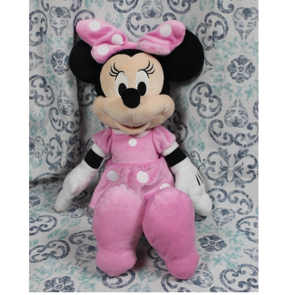 Disney Junior Minnie Mouse Plush Pink Polka Dot Dress Stuffed Animal 16 Inch‎